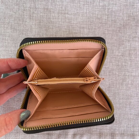 Black Faux Leather Wallet with Embroidered Hearts and Star Tassel Zipper Closure - Picture 3 of 5